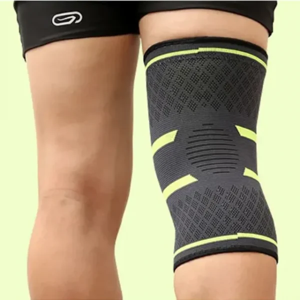 Knee support brace for fitness training and sports like pickleball.