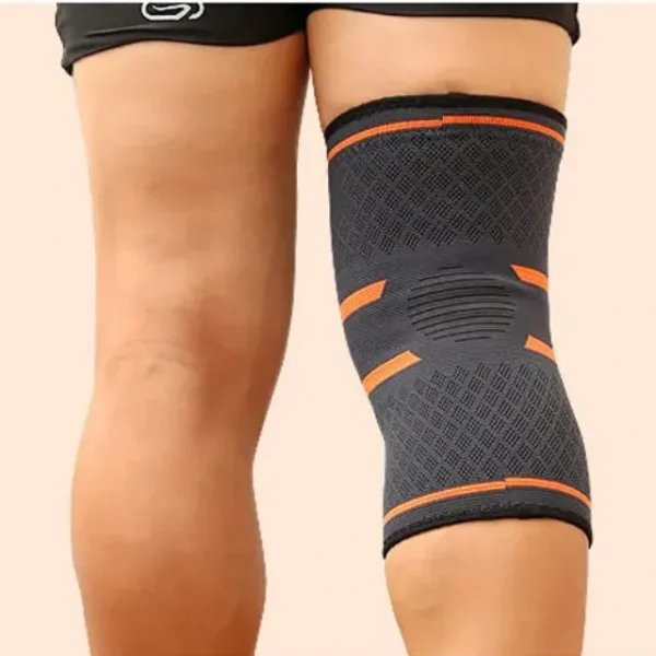 Knee support brace for fitness training and sports like pickleball.